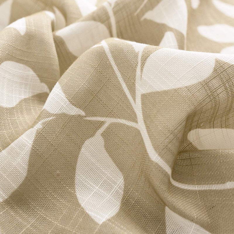 Treatmentex Leaf Valance Window Curtain for Kitchen Basement Bedroom 52" W x 15" L Taupe and White 1 Panel - Image 4